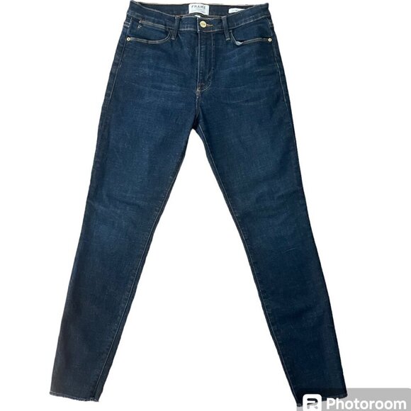 Frame Women High Rise Skinny Jeans Sz 31 Denim Raw Hem Stretch Casual Cotton USA - Picture 1 of 9